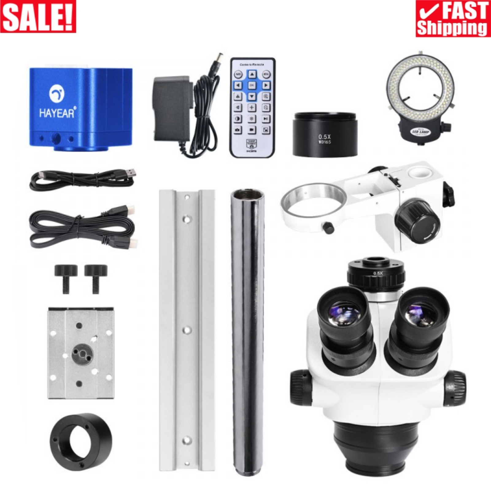 HY-5100-HG7045 7-50X Slide-rail Base Microscope Camera Stereo Trinocular Lens