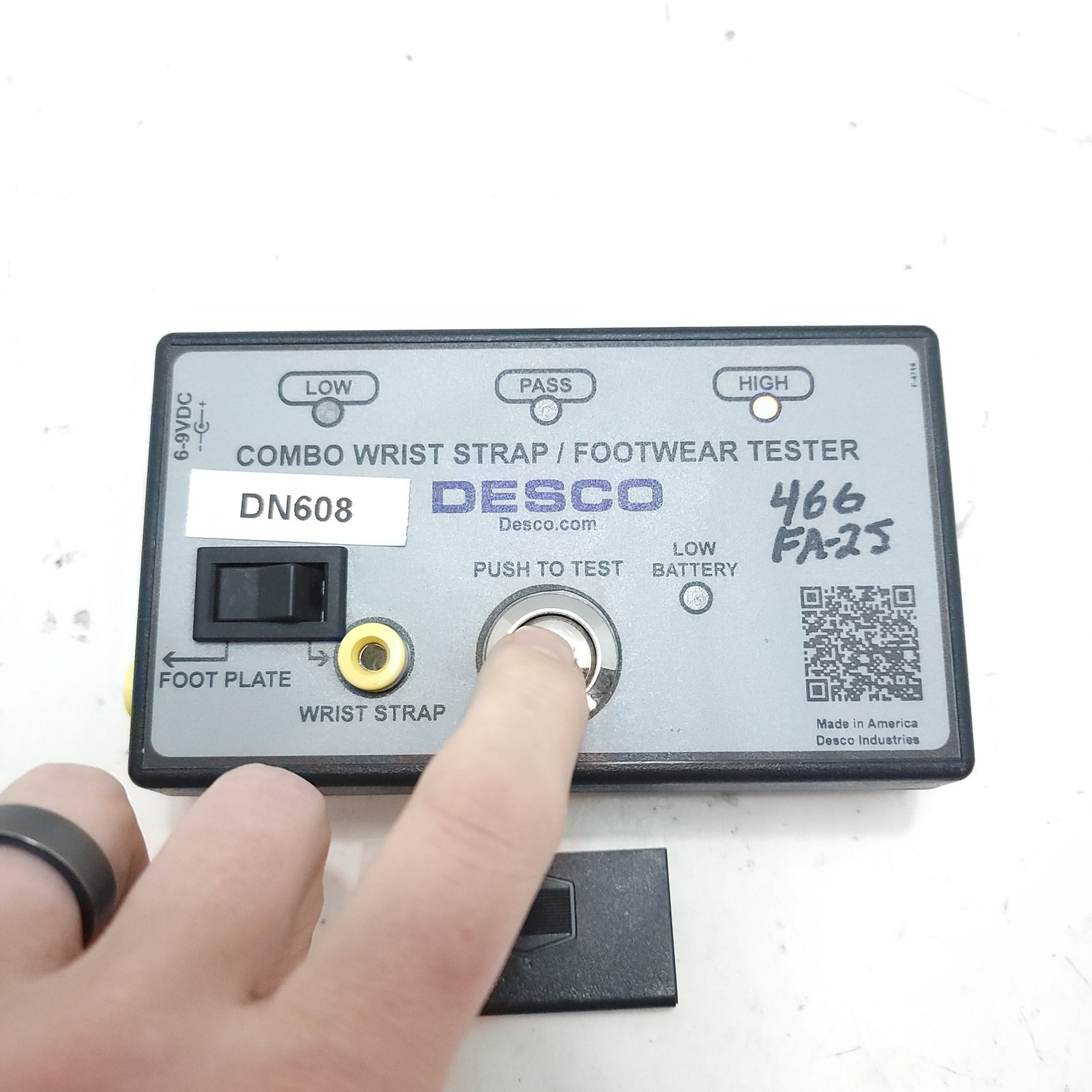 Desco 19280 Combo Wrist Strap Footwear Tester Works *Unit Only* Pre-Owned