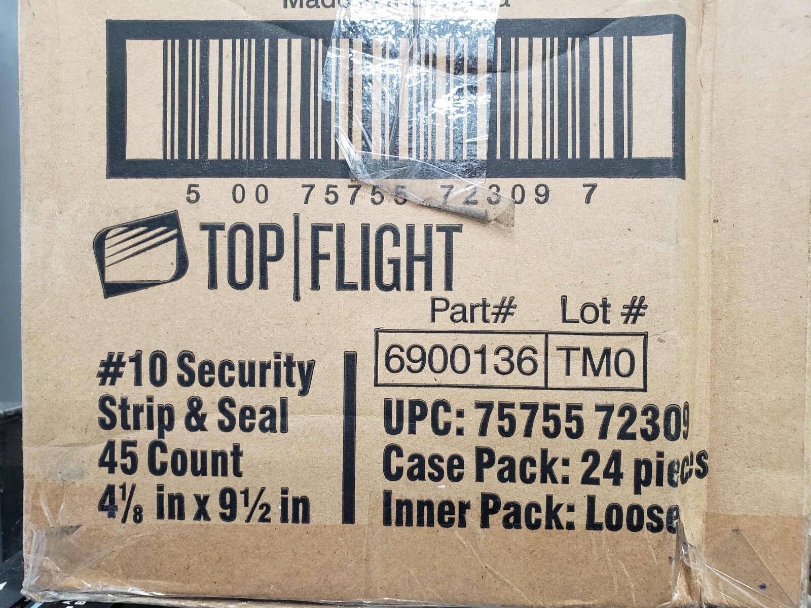Cs/24 Top Flight #10 Security Strip & Seal Envelope 45 Count Box (1080 Total)