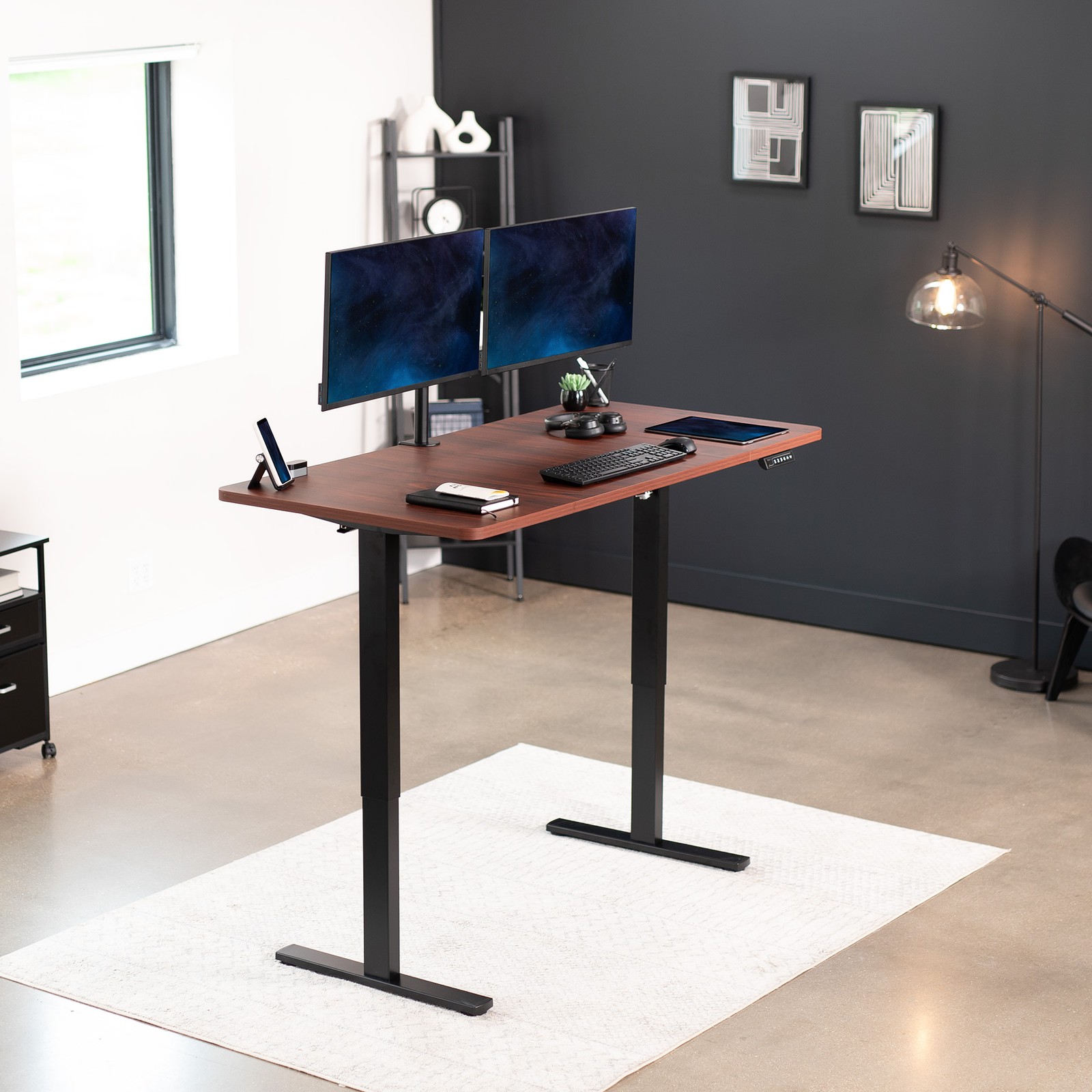 VIVO Dark Walnut 60 x 30 inch Universal Table Top for Sit to Stand Desk Frames