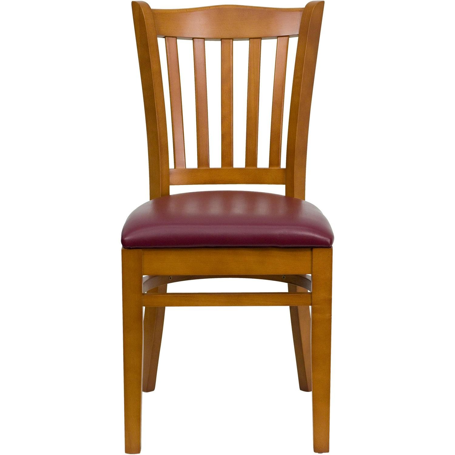 Cherry Hardwood Slat Back Restaurant Chair – 17.5 W X 20.75 D X 34.5 H