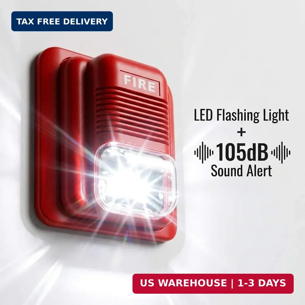 Fire Alarm Siren 12/24V DC | LED Strobe Horn ≥105dB | Wired Security System