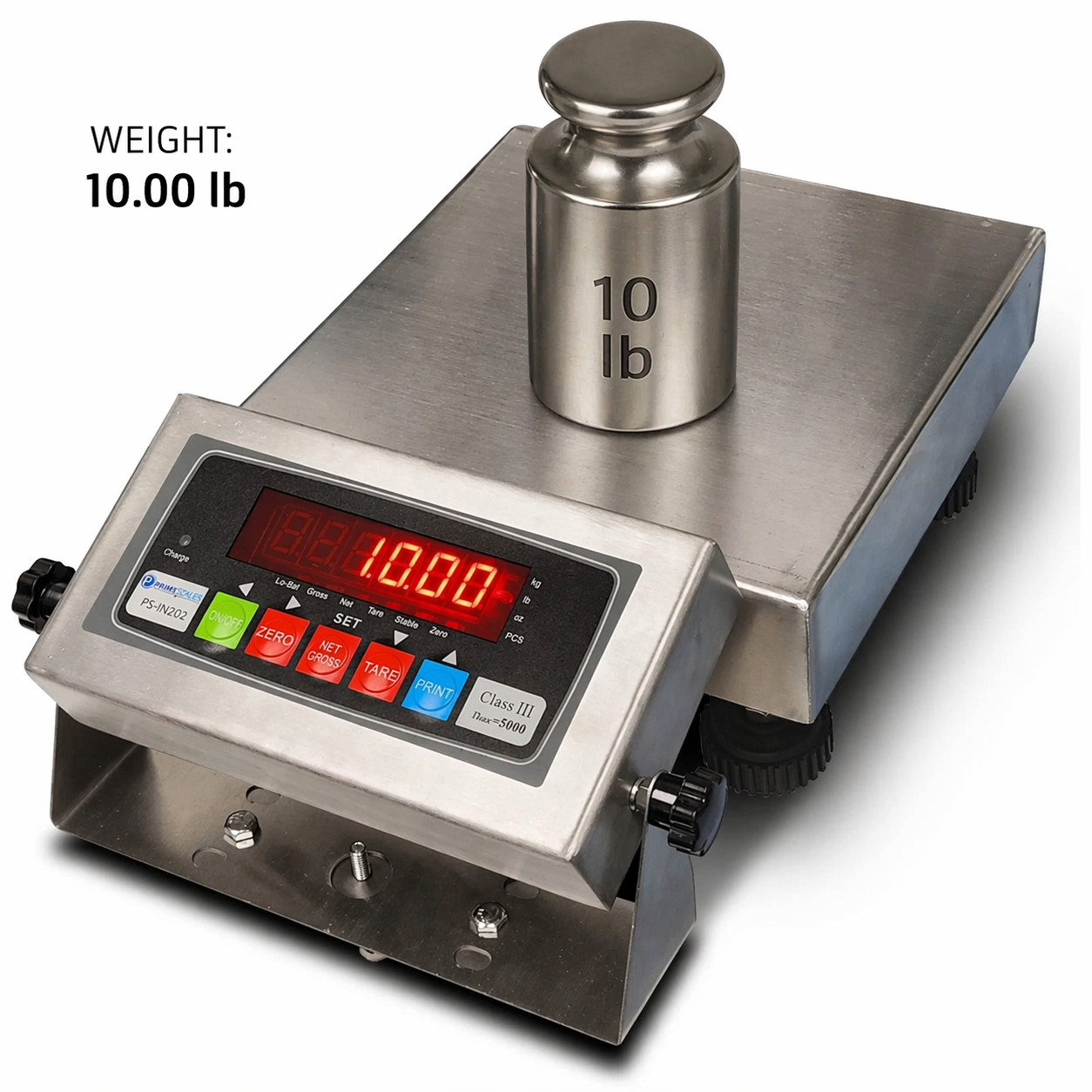 Prime Scales 9″x9″ Bench Scale 20lb x 0.005 lb Stainless Steel Washdown NEW