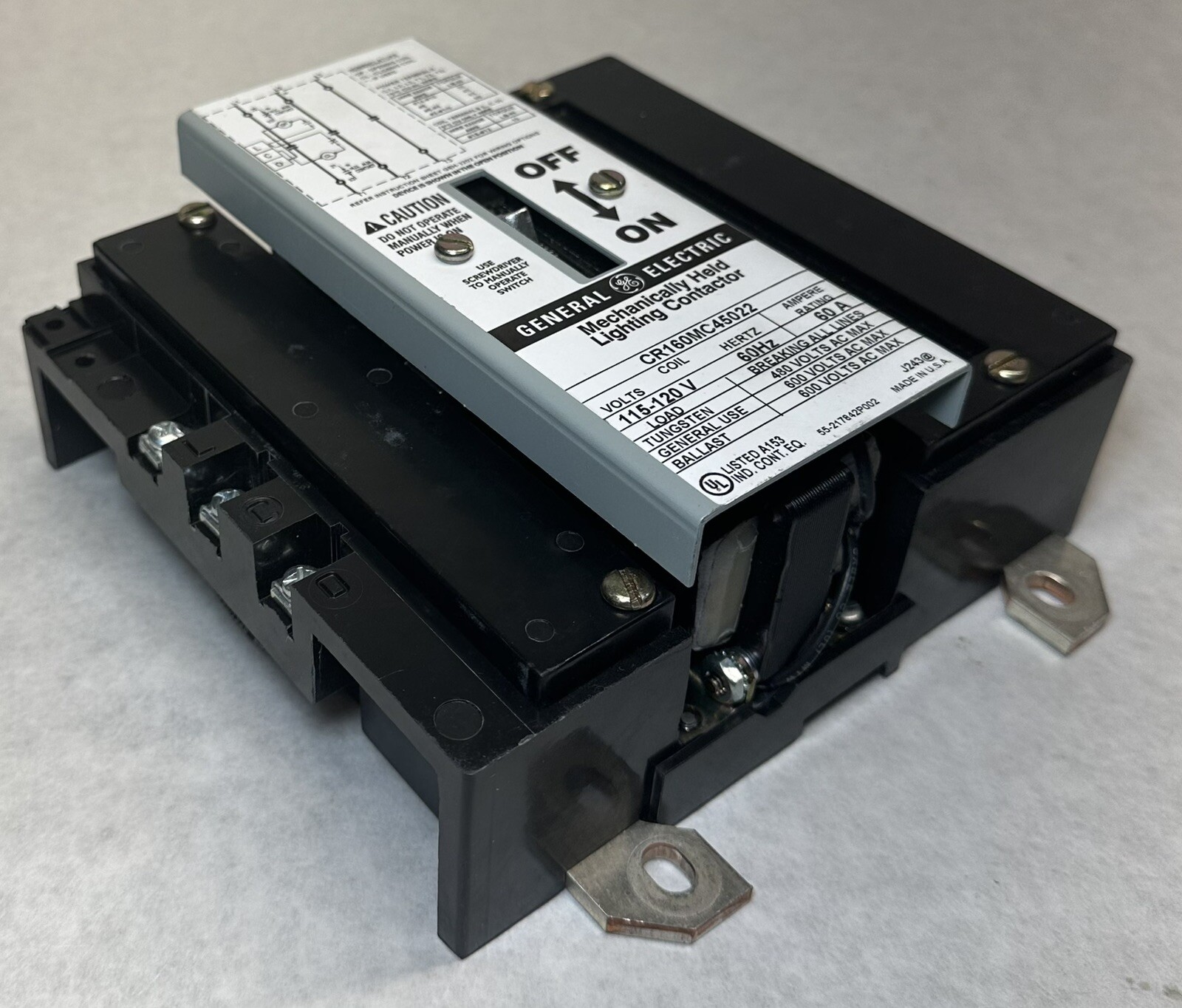NEW GE CR160MC45022 Mechanically Held Contactor, Coil 115-120V, 60A, CR160MC