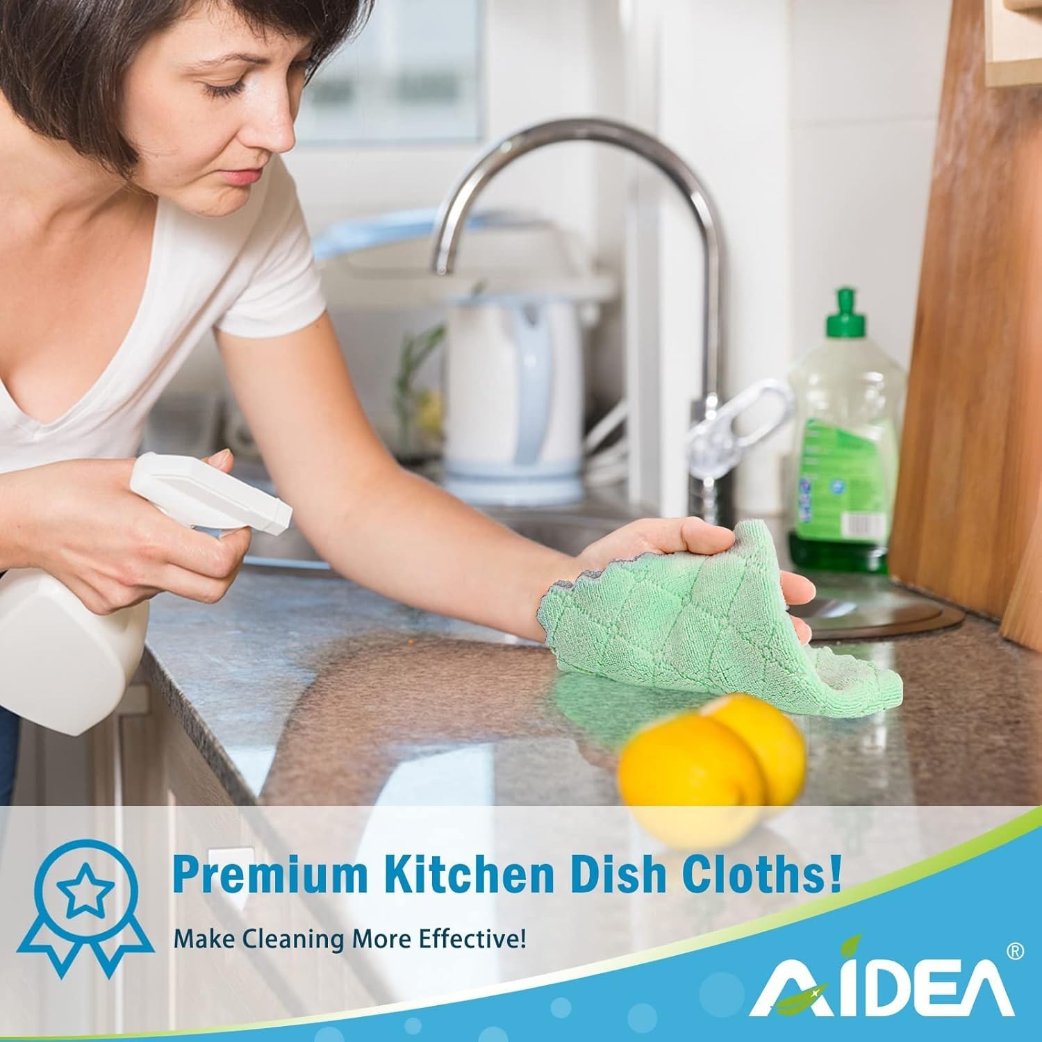 AIDEA Kitchen Towels, 12 Pack Absorbent Coral Fleece Dish Towels, No Odor Reu…