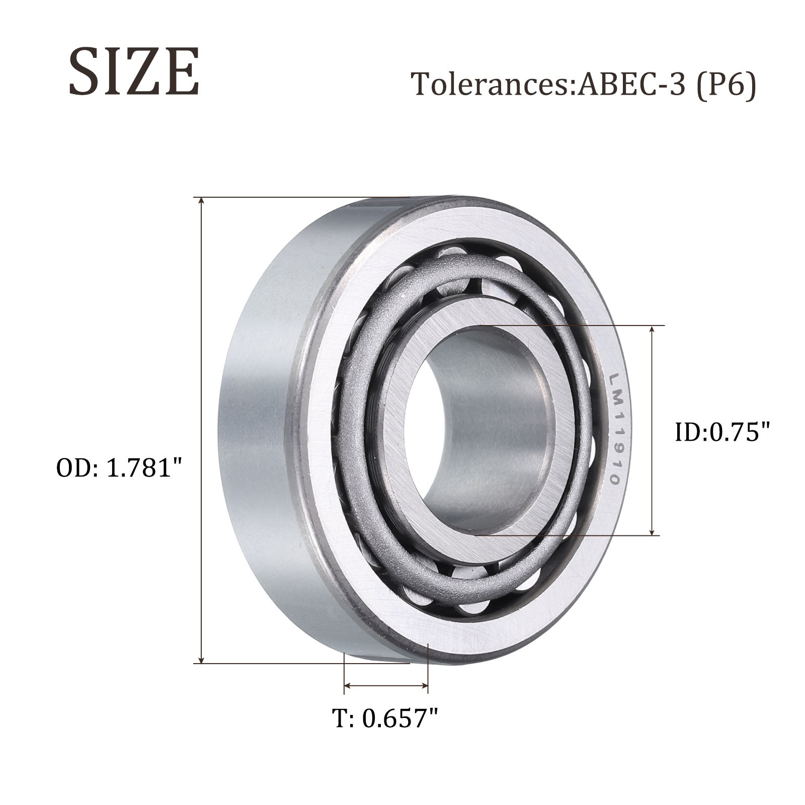 4pcs LM11949/LM11910 Tapered Roller Bearing Cone and Cup, 0.75″ Bore x 1.781″ OD