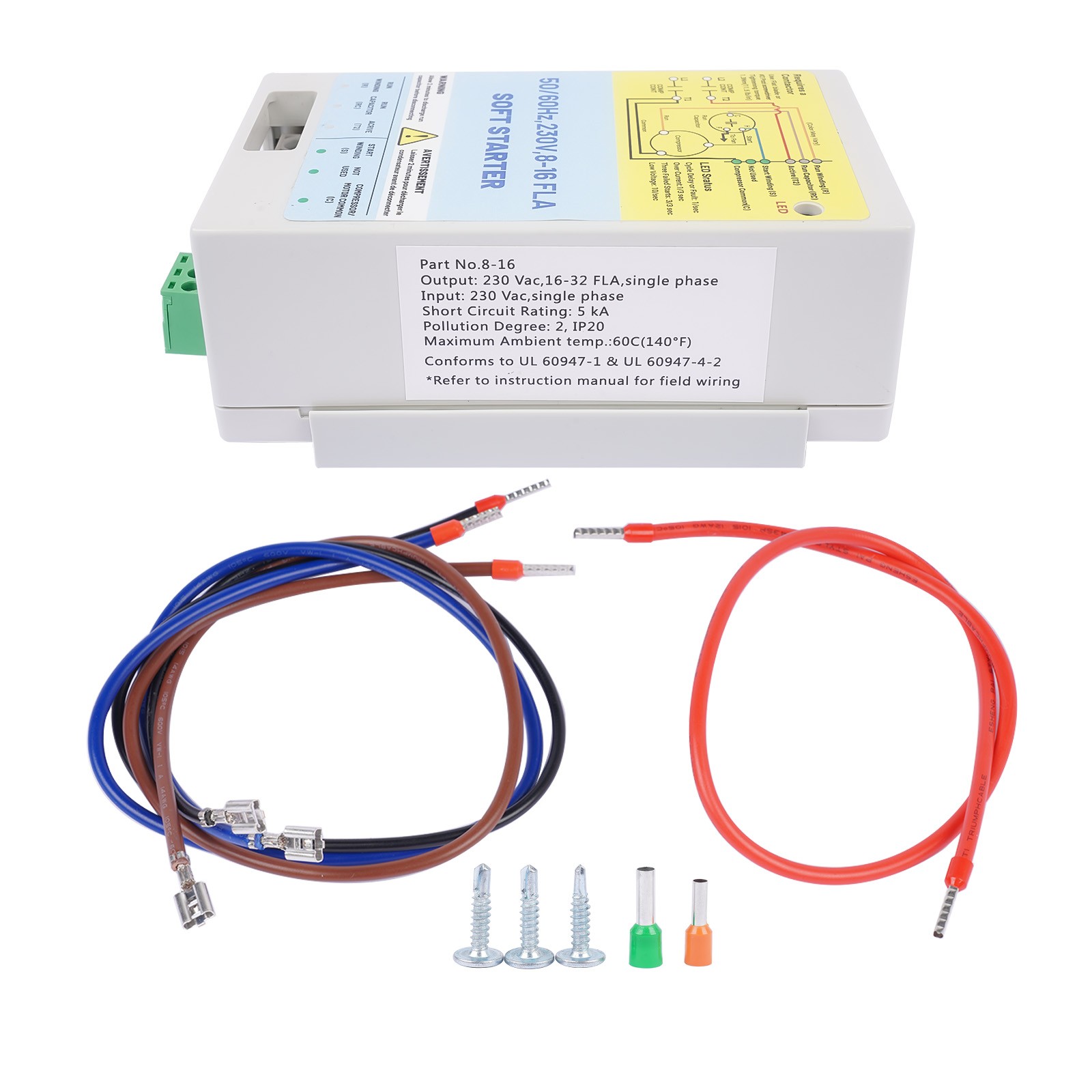 8-16A AC Soft Starter Motor Protection for Utility and/or Generator Power 230V