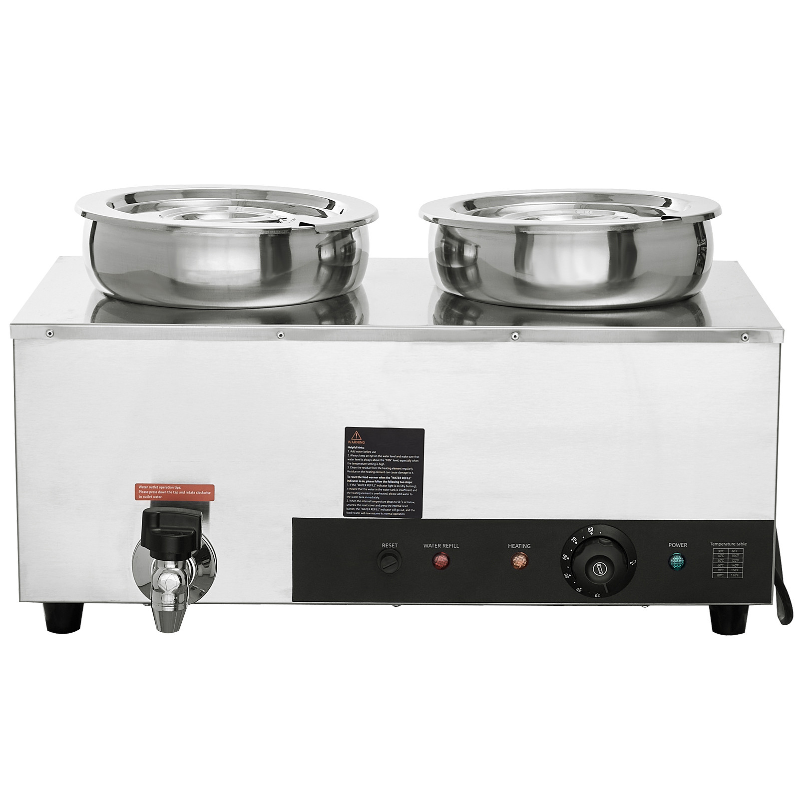 2*7.4Qt Pot Soup Warmer Commercial Soup Station Kettle Warmer Bain Marie
