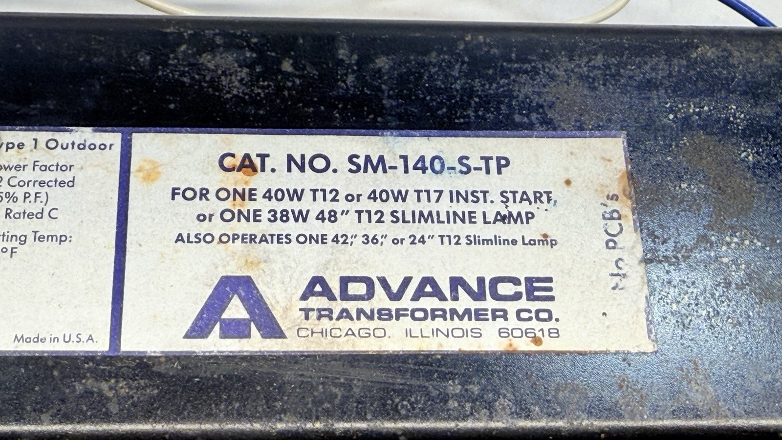 NEW Advance SM-140-S-TP Ballast, 120V, 60 Hz, 1-Lamp