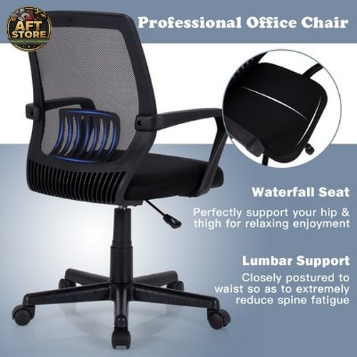 Costway Adjustable Mesh Office Chair with Lumbar Support – Black