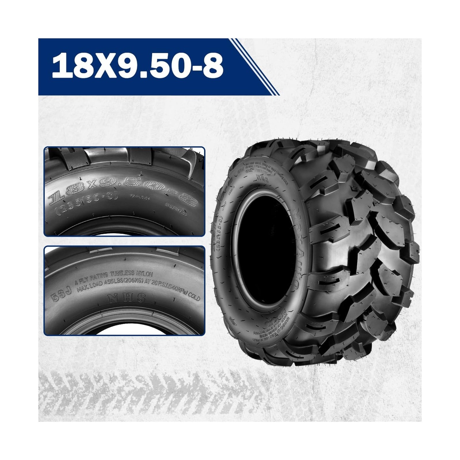 MaxAuto 2PCS Sport ATV Tires 18×9.5-8 18×9.50×8 Lawn Mower Off-Road ATV UTV T…