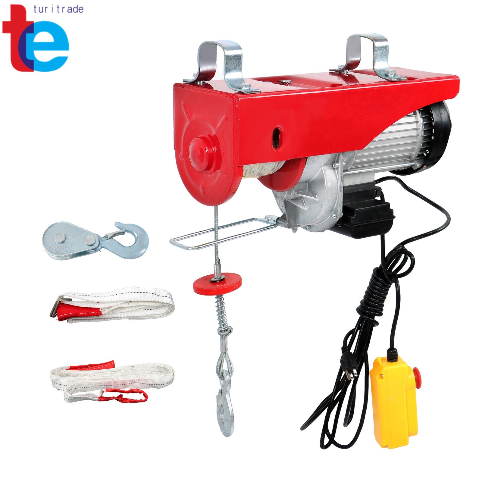 Crane Winch Mini Electric Hoist 2200lbs 14ft Wired Remote Control 1600W 110V