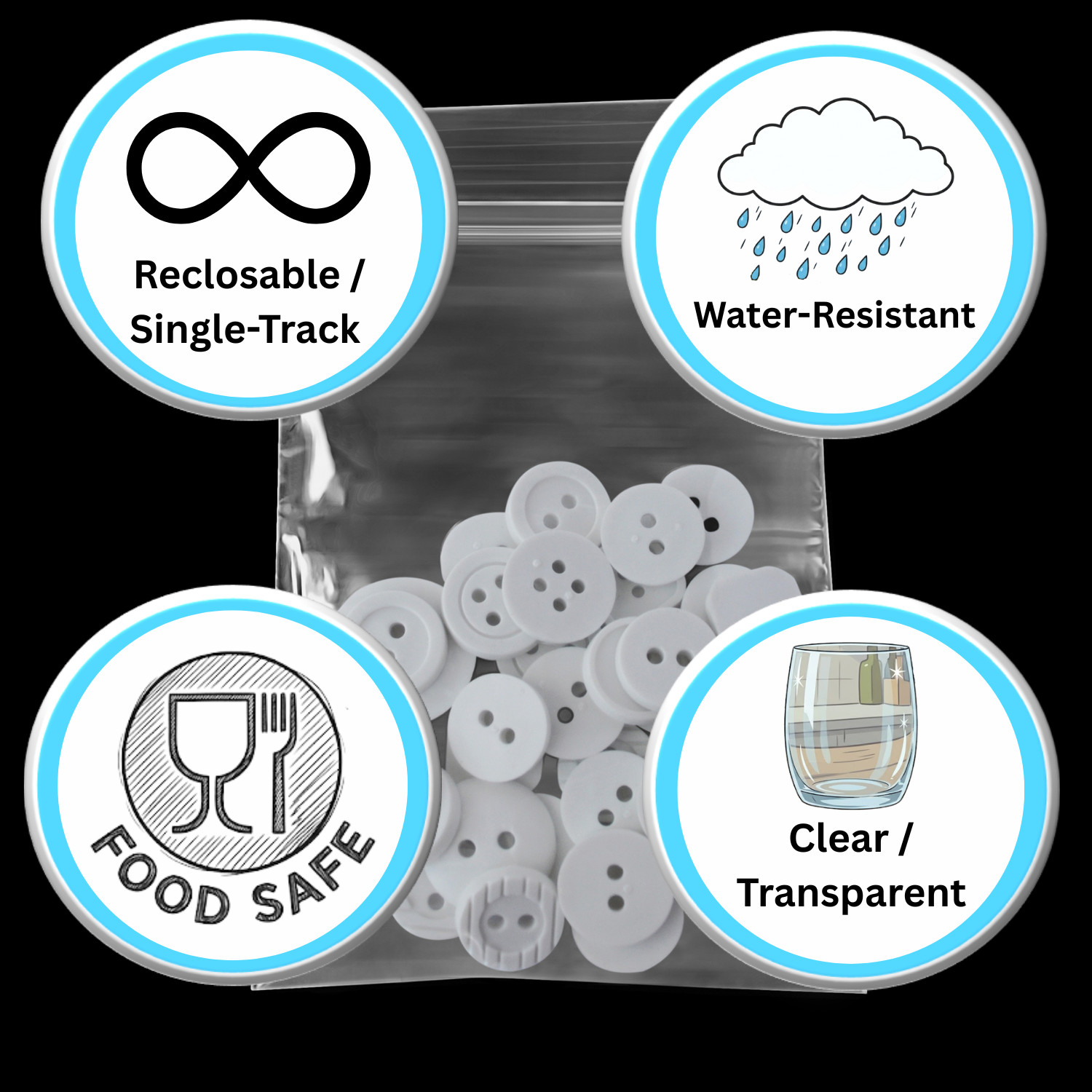 10000 Pcs Clear Reclosable Plastic Zipper Bags Resealable Bag 3″ x 3″ 2 Mil