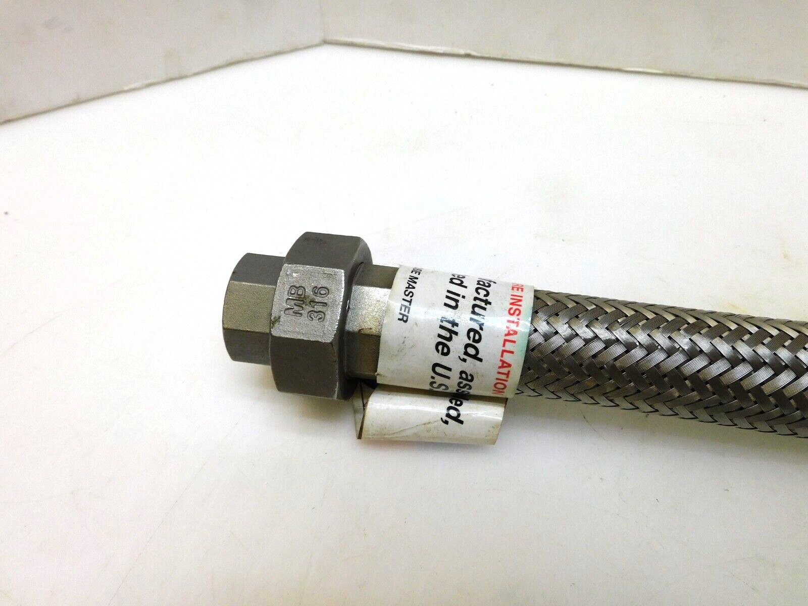 NO NAME 12″ BRAIDED FLEX S/S STAINLESS HOSE W/ 3/4″ NPT 316 STAINLESS UNIONS