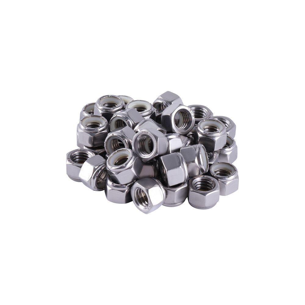 304 Stainless Steel Nylon Insert Hex Lock Nuts Nylock 10 sizes available