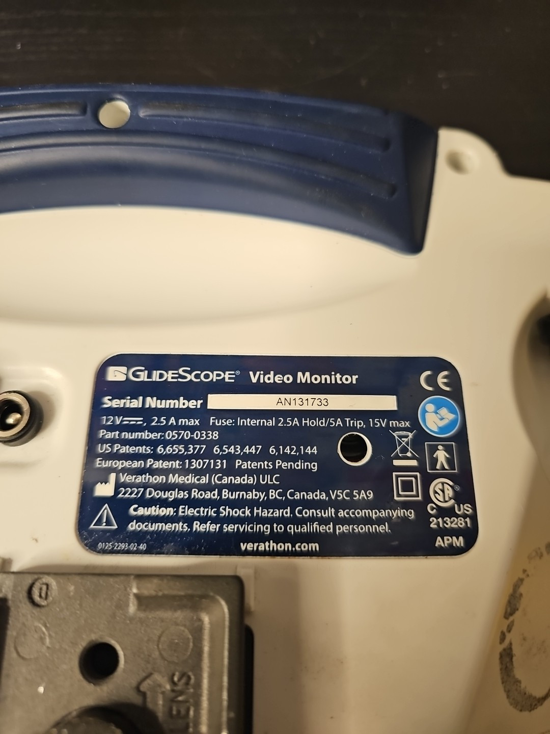 Verathon GlideScope AVL 0570-0338 Portable Video Monitor Only!