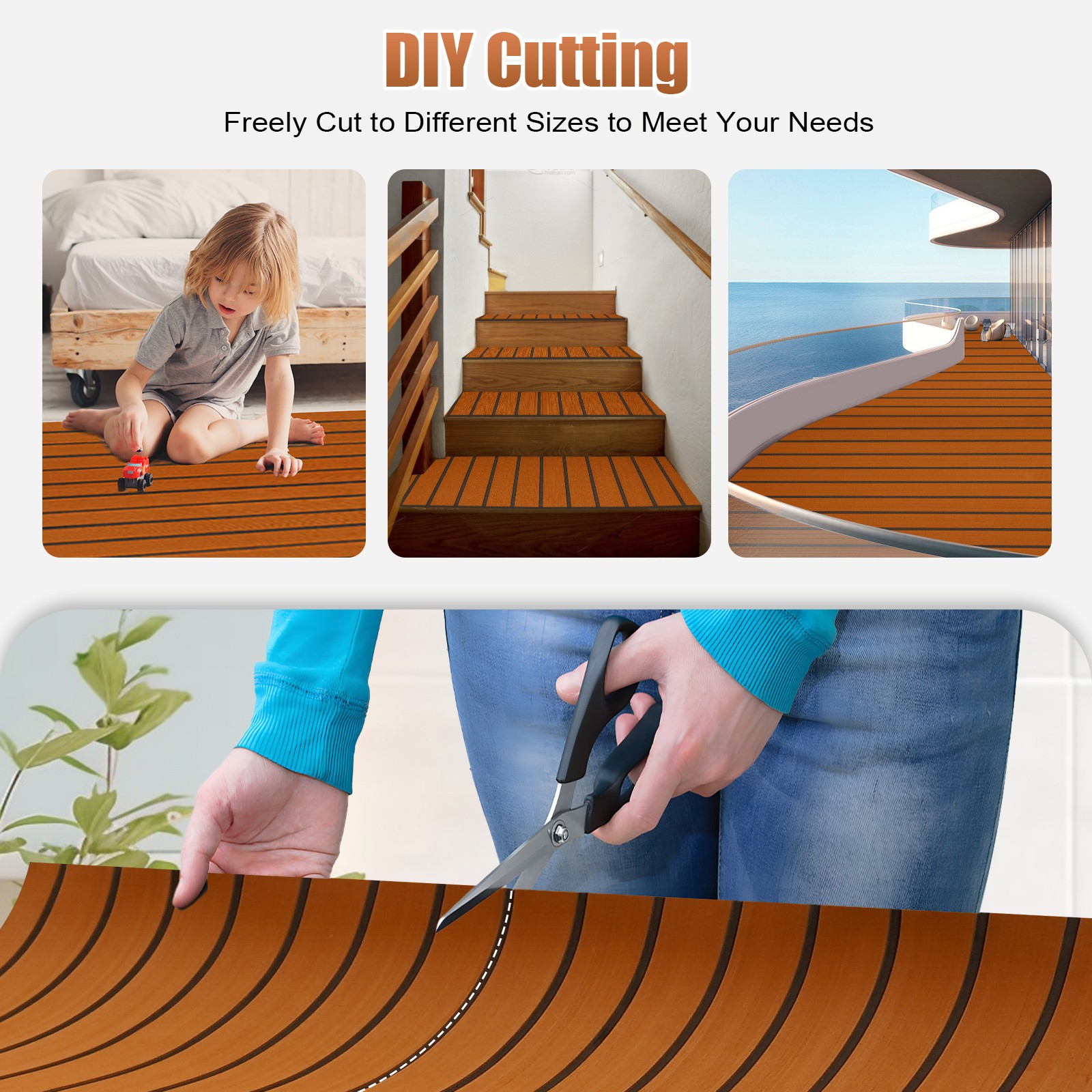 106*35″ Yacht RV Boat Flooring Decking Sheet Pad EVA Foam Faux Teak Marine Mat