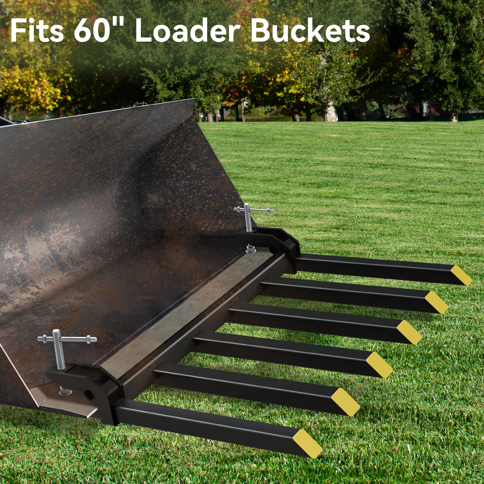 21″ Fork Length Clamp-On Debris Forks Fit 60″ Loader Buckets Skid Steers 4000LBS