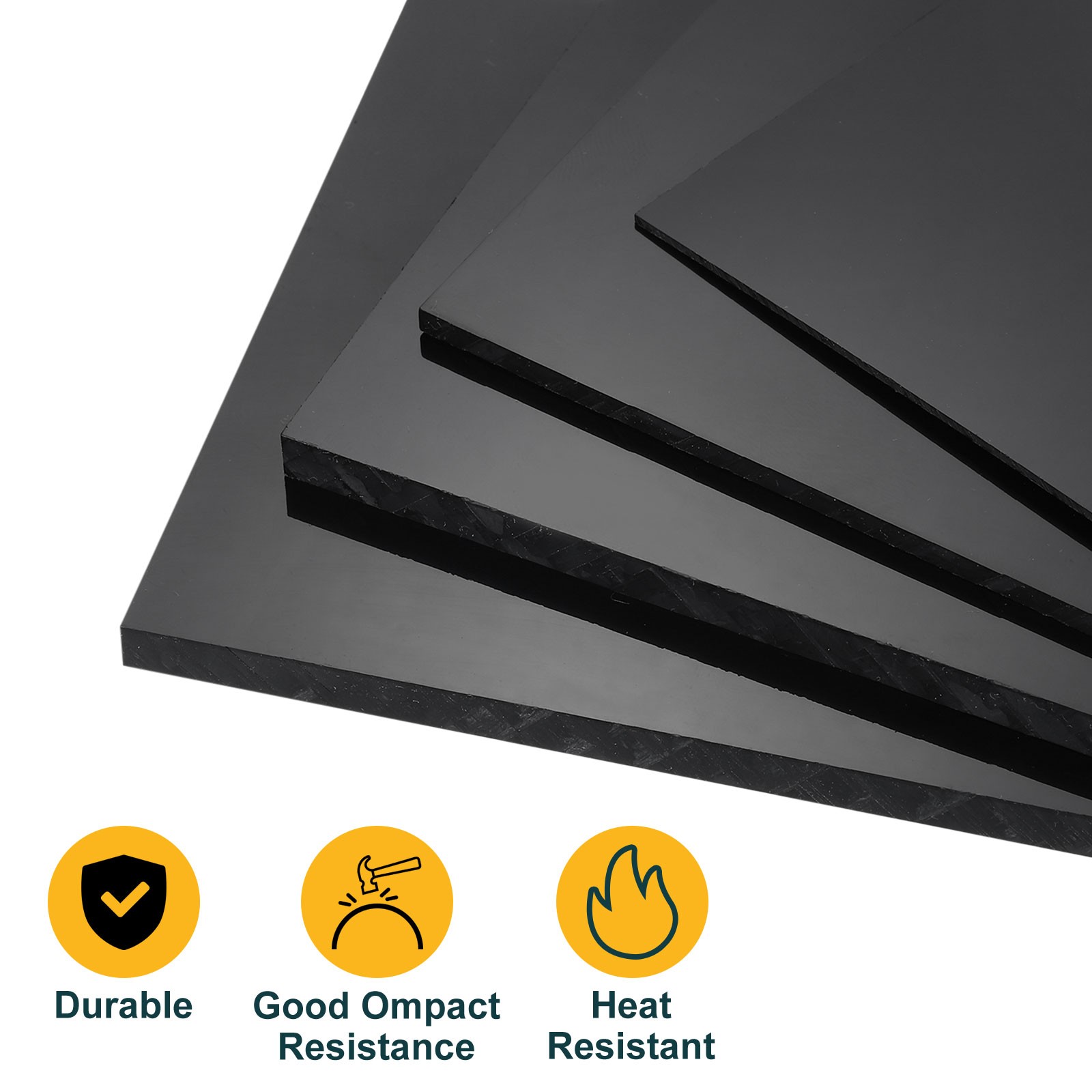 4 Pack ABS Plastic Sheet 0.02″ Thick 12″x12″ Flexible Hard Plastic Sheet Black