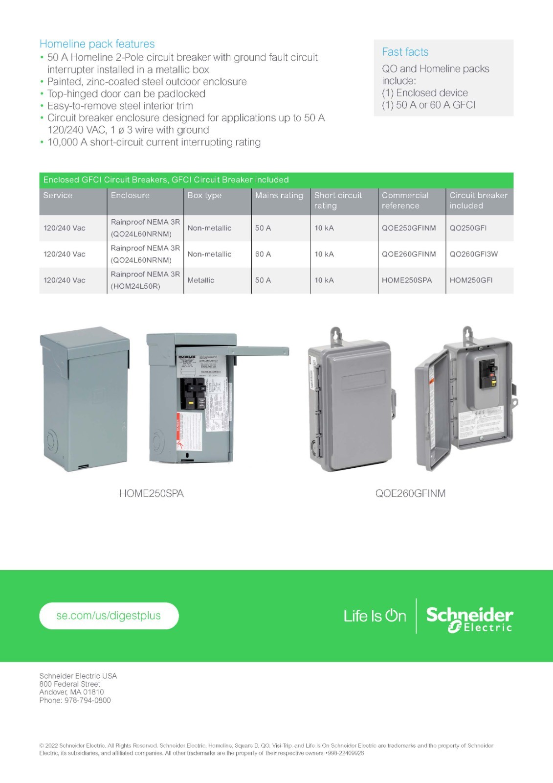 50A Outdoor Spa Disconnect with Required GFCI Breaker Homeline HOME250SPA