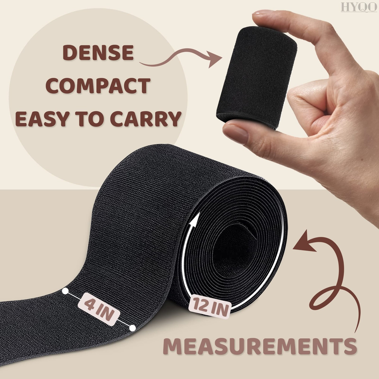 4 Inch Hook and Loop Tape Black (4″x12″) – Non Adhesive Strips for Quick & Ea…