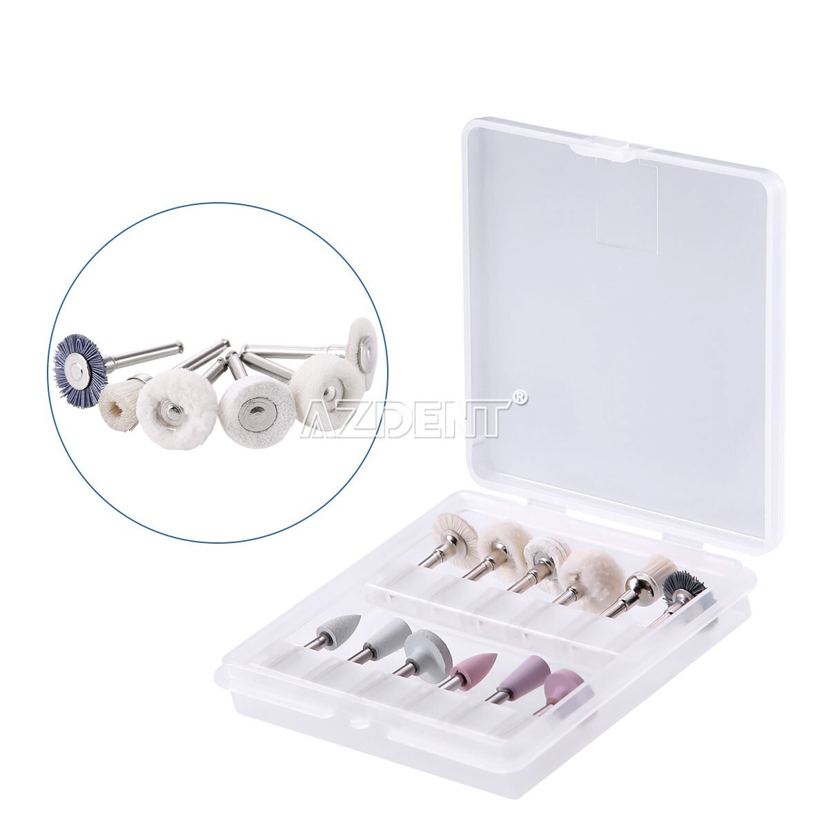 12pcs Dental Diamond Burs Silicon Carbide Felt Wheels Polishing Kit RA 2.35mm US