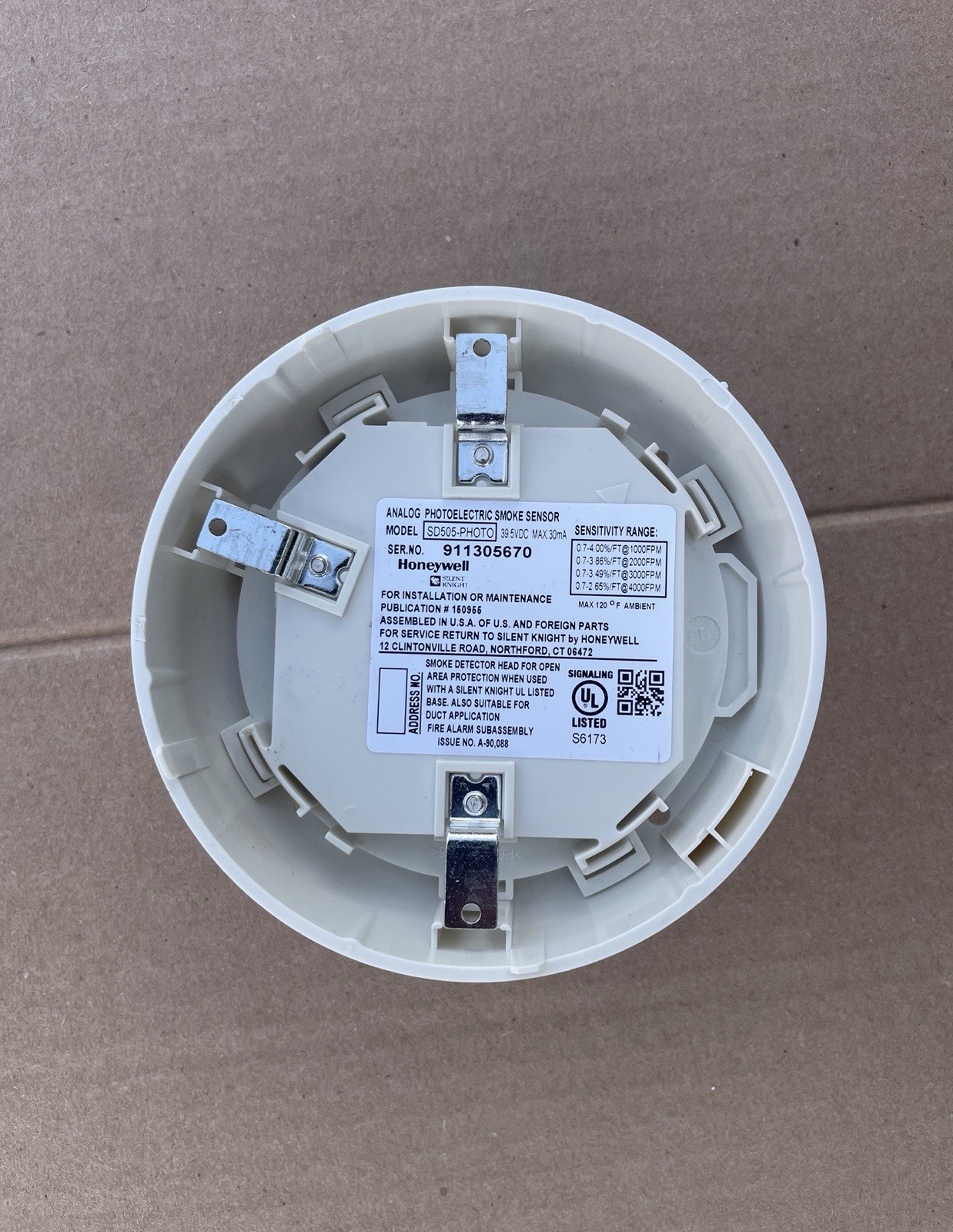 Silent Knight SD505-Photo Addressable Smoke Detector . Tested By Fire Technician