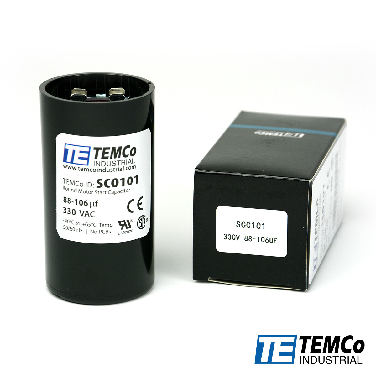 TEMCo 88-106 uf/MFD 330 VAC volts Round Start Capacitor 50/60 Hz -Lot-1