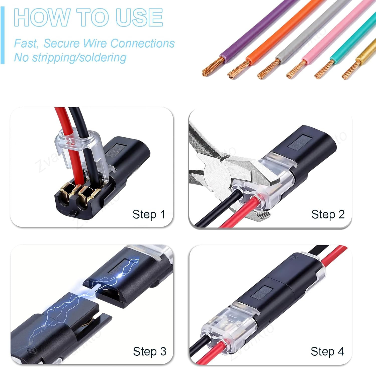 Wire Connectors, 50PCS Double Plug-In Connector with Locking Buckle, Low Voltage