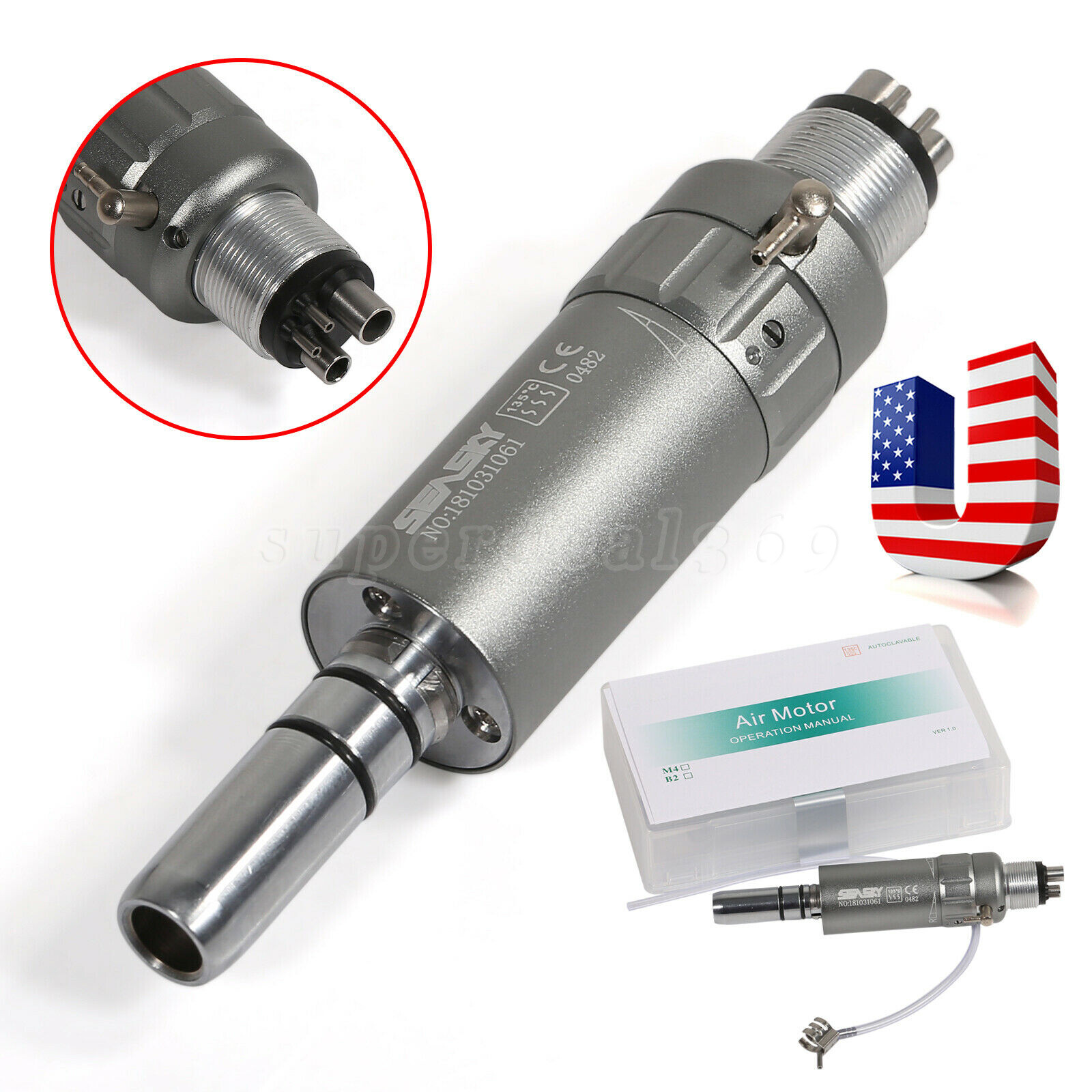 SEASKY Dental Low Speed Air Motor 4Hole Handpiece E-Type Micromotor NSK Style dr