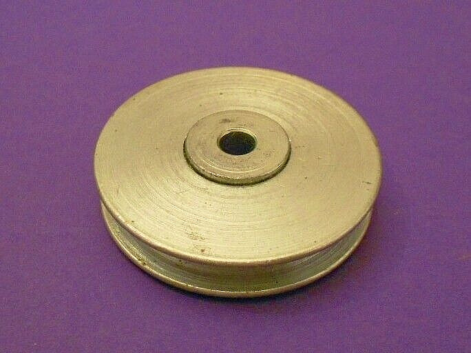 ONE each 2″ Outside Dia. STEEL SHEAVE PULLEY w/Center Hub Bearing 1/4″ U Groove