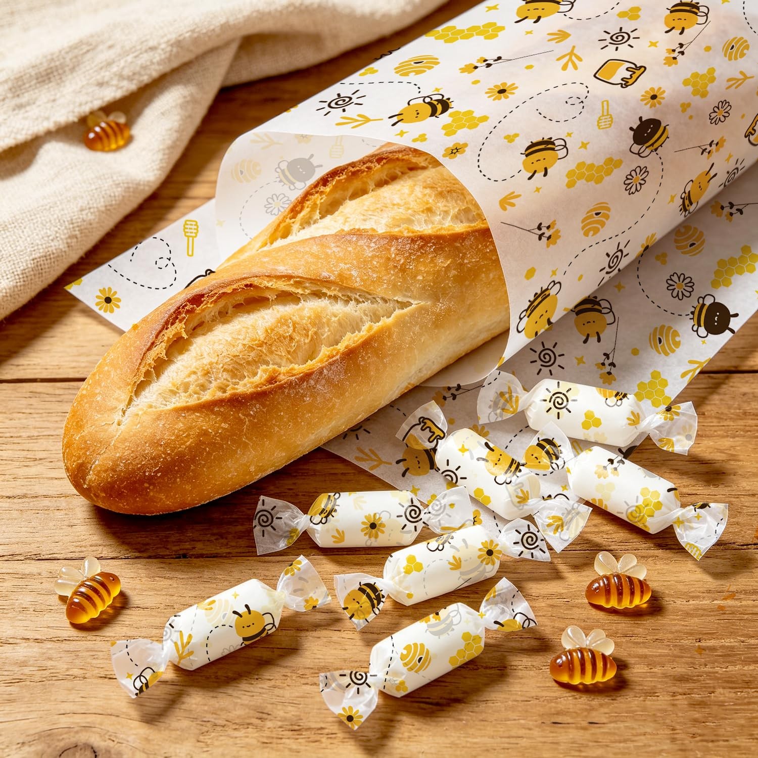 100 Pcs Wax Paper Sheets for Food, Bee Day Paper Wrap Deli Paper Wrap Waterpr…