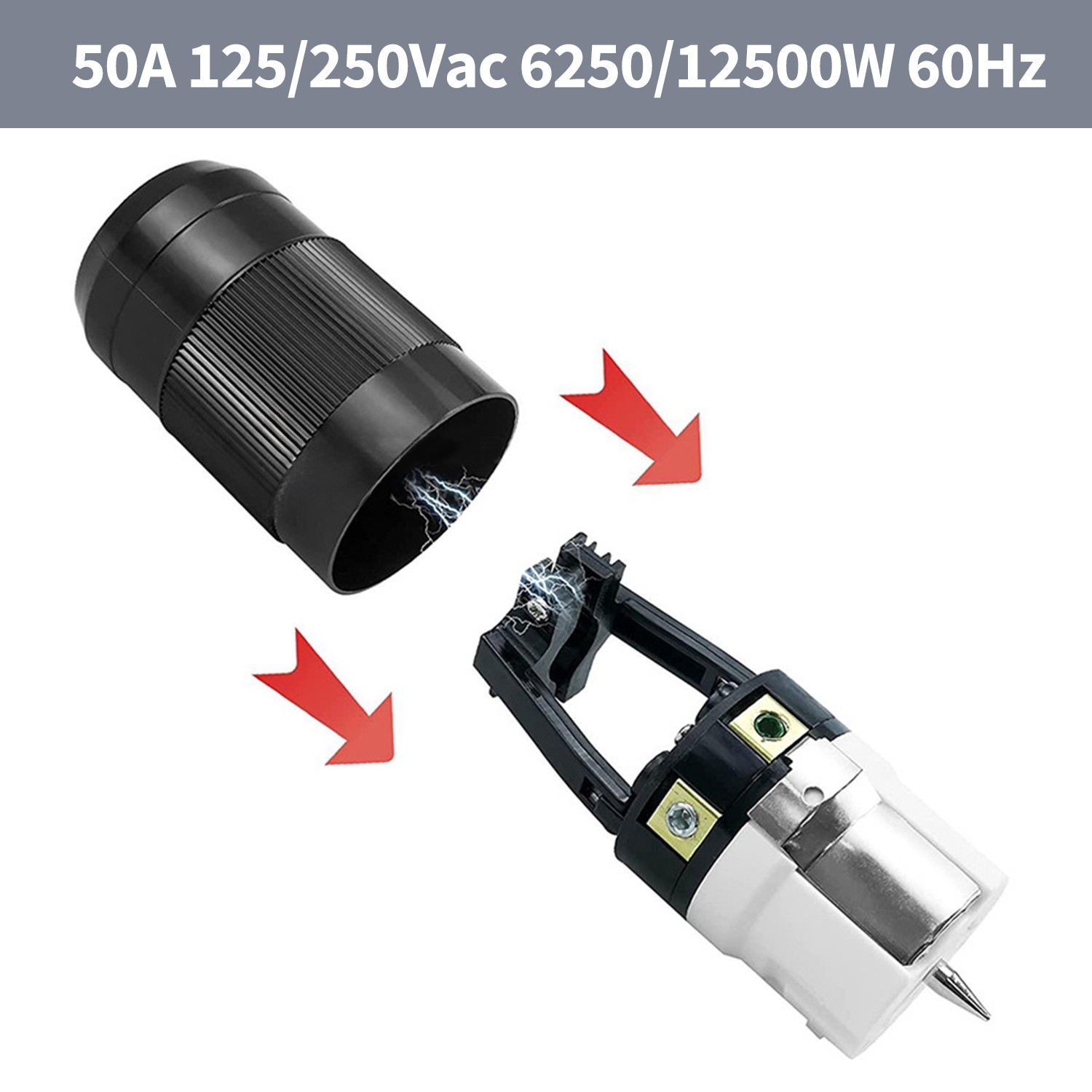 50A Generator Plug Set (Male & Female), CS6364/CS6365 Twist Lock, 125/250V USA