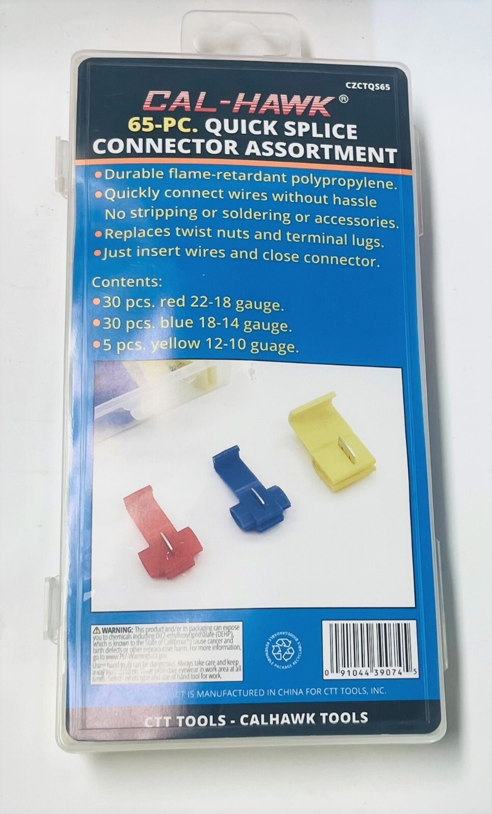 65pc Quick Wire Splice Connector Assort Auto ELECTRICIAN Clip Splicer, CZCTQS65