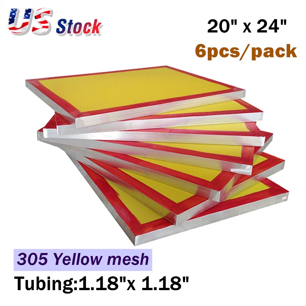 6pcs/pack 20″ x 24″ Aluminum Screen Printing Screen, 305 Yellow Mesh Count
