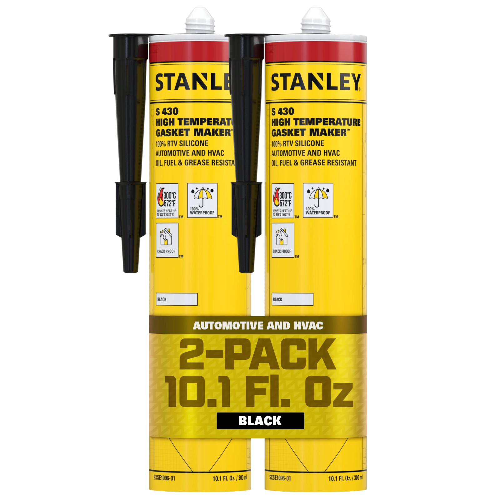 Stanley S430 High Temp Gasket Maker RTV Silicone Sealant, 10.1oz 2 Pack – Black