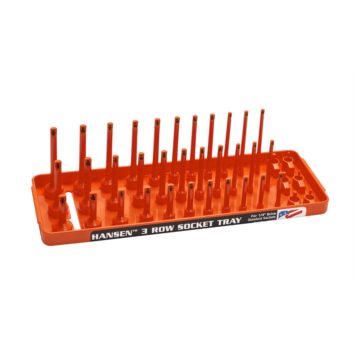 Hansen Global 1/4″ SAE 3-Row Socket Tray – Orange 14053