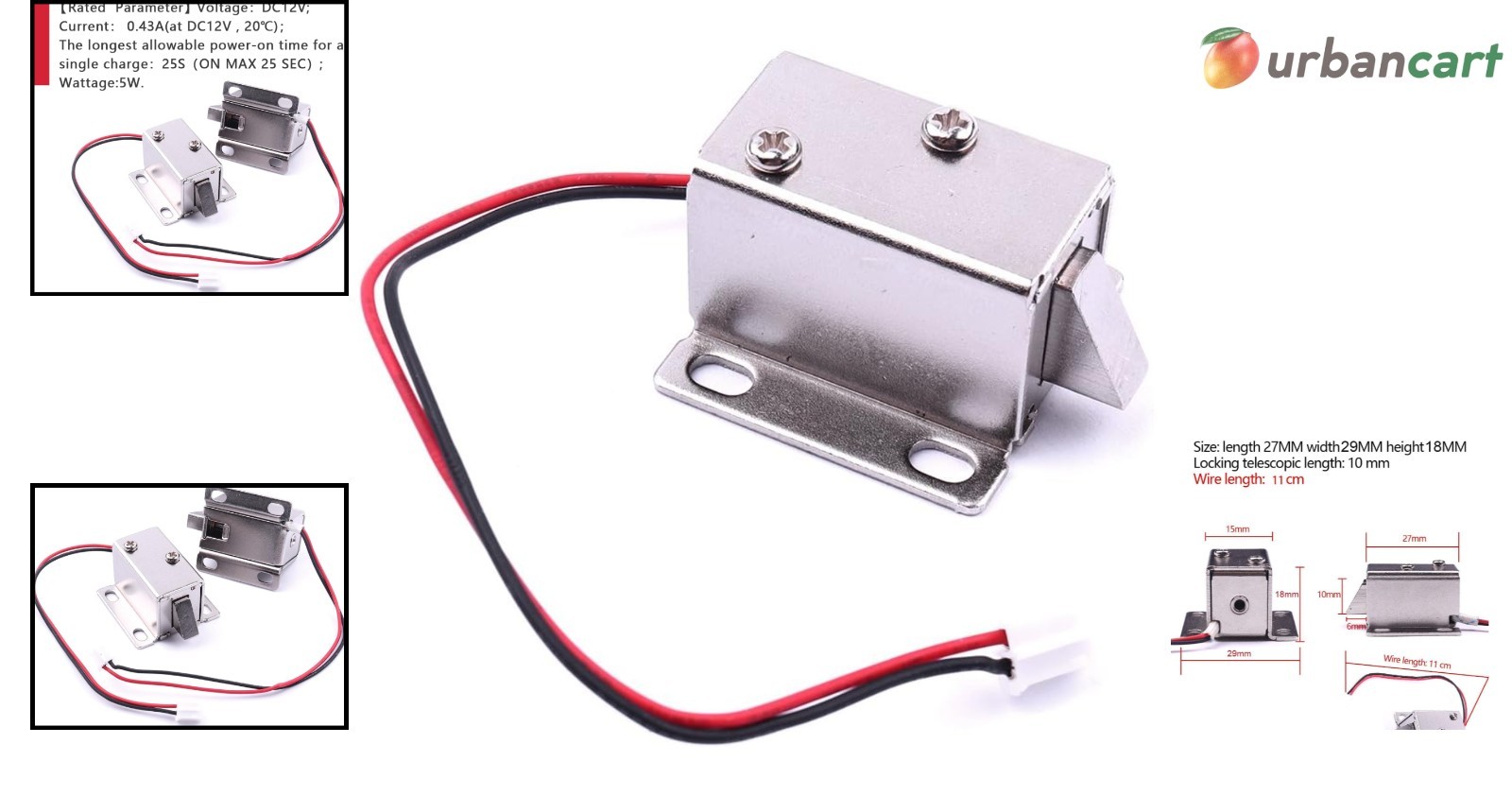 Slim 12V Electromagnetic Magnetic Lock for Secure Cabinets & Fire Doors