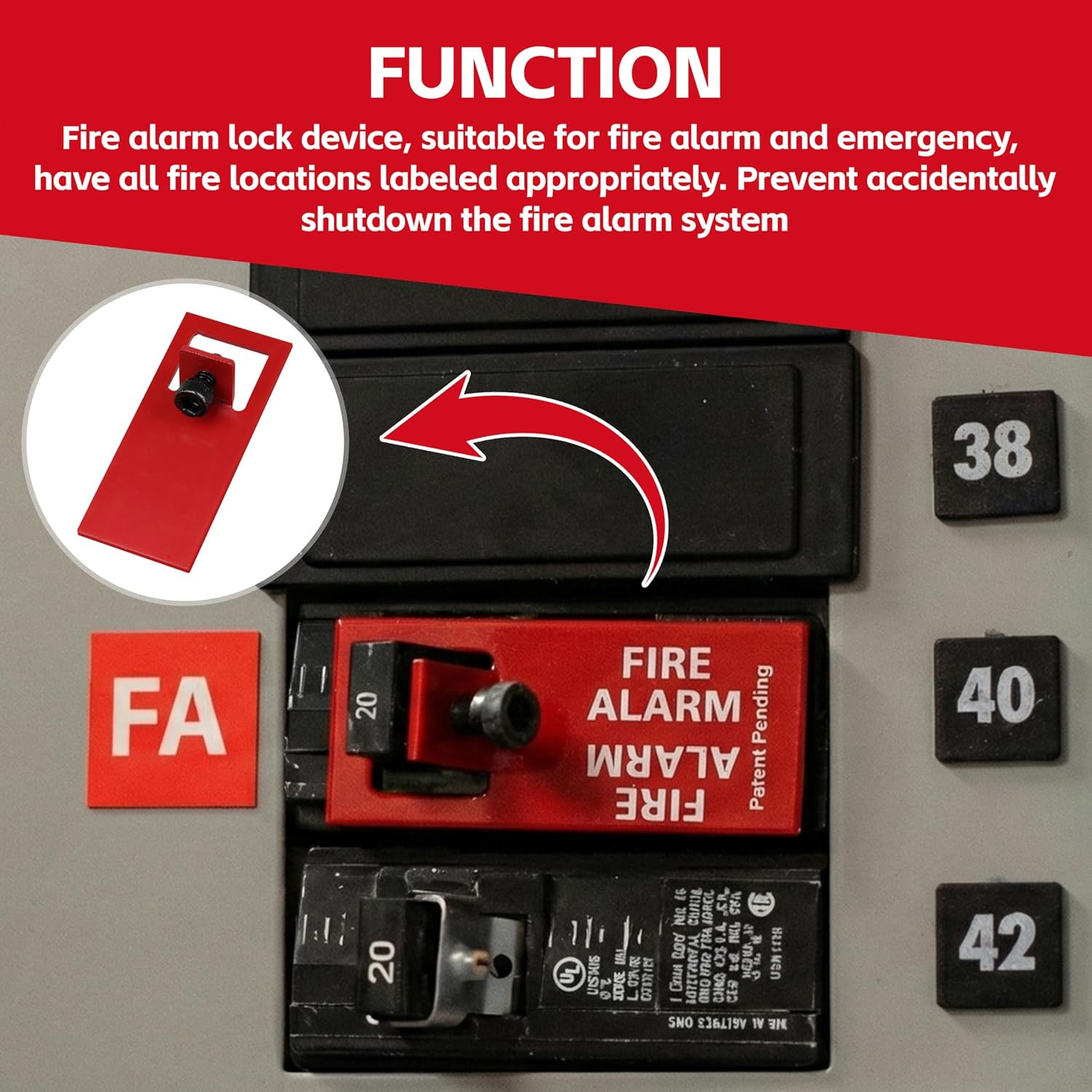 Fire Alarm Breaker Lockout Kit (10-Set) – Red Heavy Duty Metal | ELOCK-FA Fire A