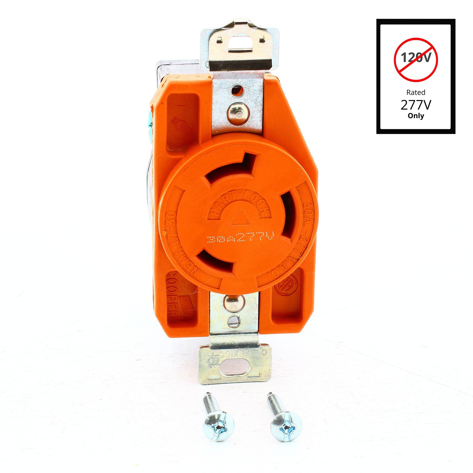 Eaton Orange Isolated Ground Turn Twist Locking Outlet L7-30R 30A 277V IGL730R
