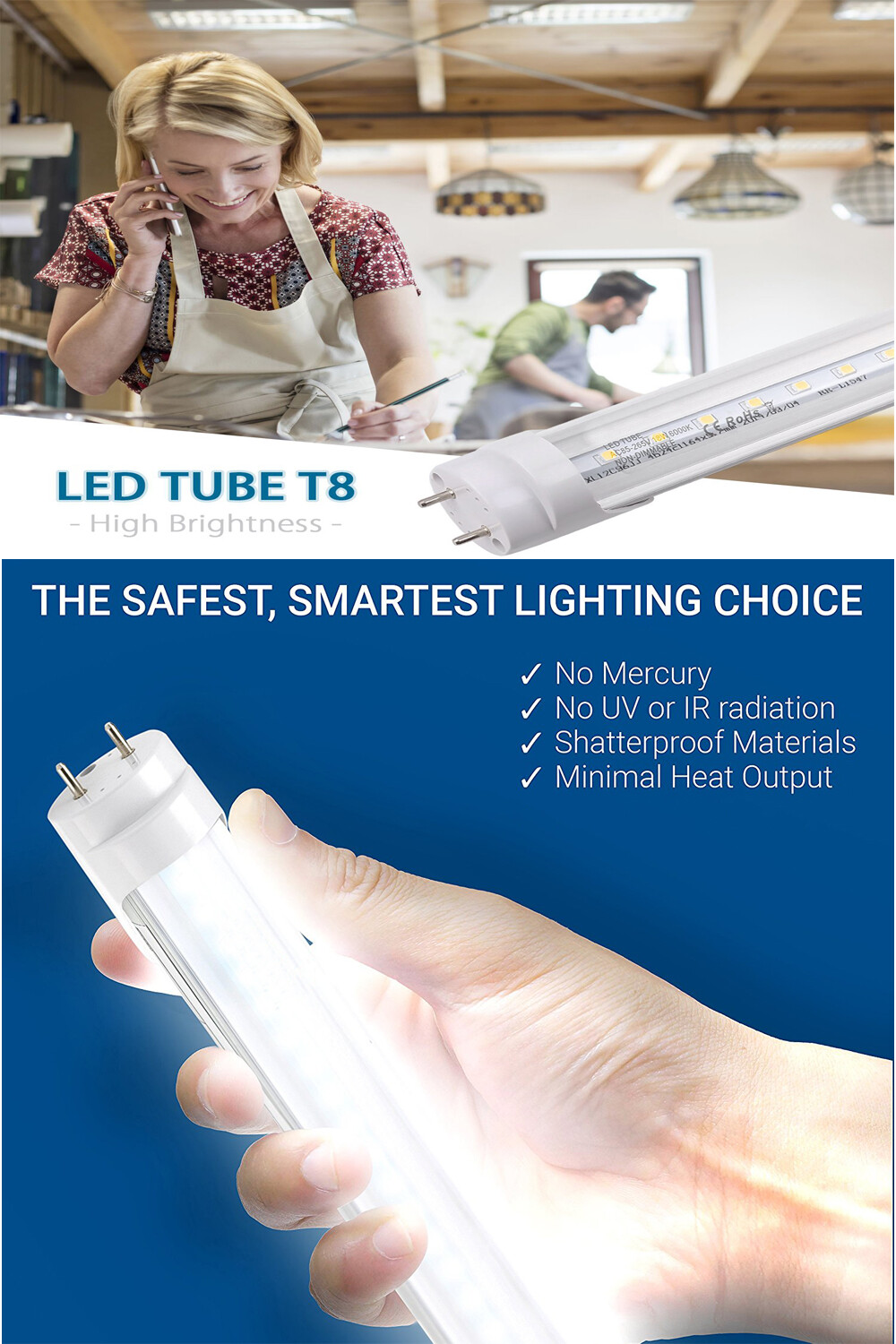 V-Shape 10-1000 PACK LED G13 4FT 4 Foot T8 Tube Light Bulbs 2-PINS 36W 6500K