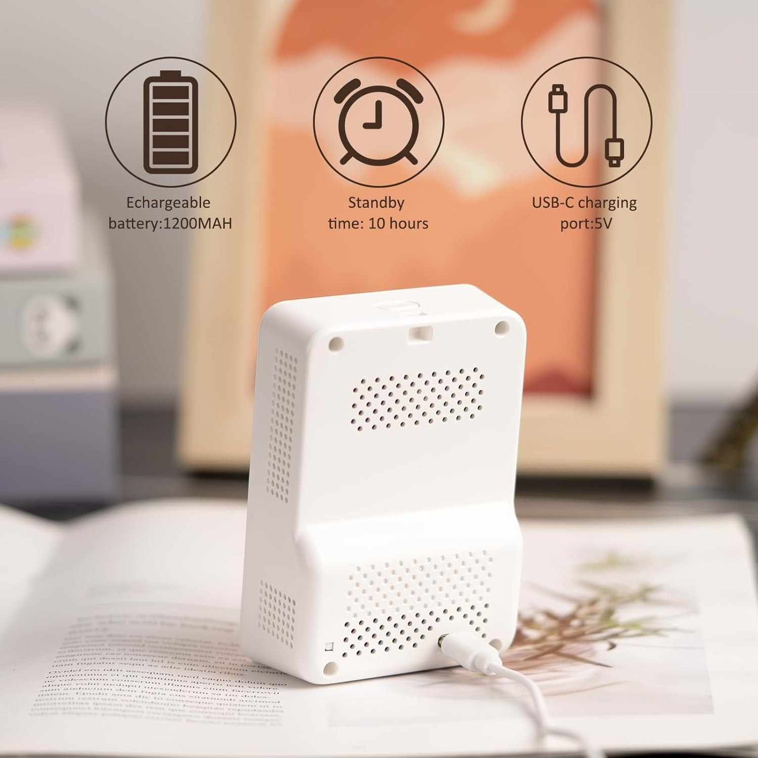 5-in-1 Air Quality Monitor Indoor for CO2/HCHO/TVOC/Temp/Hum, Portable Real-time