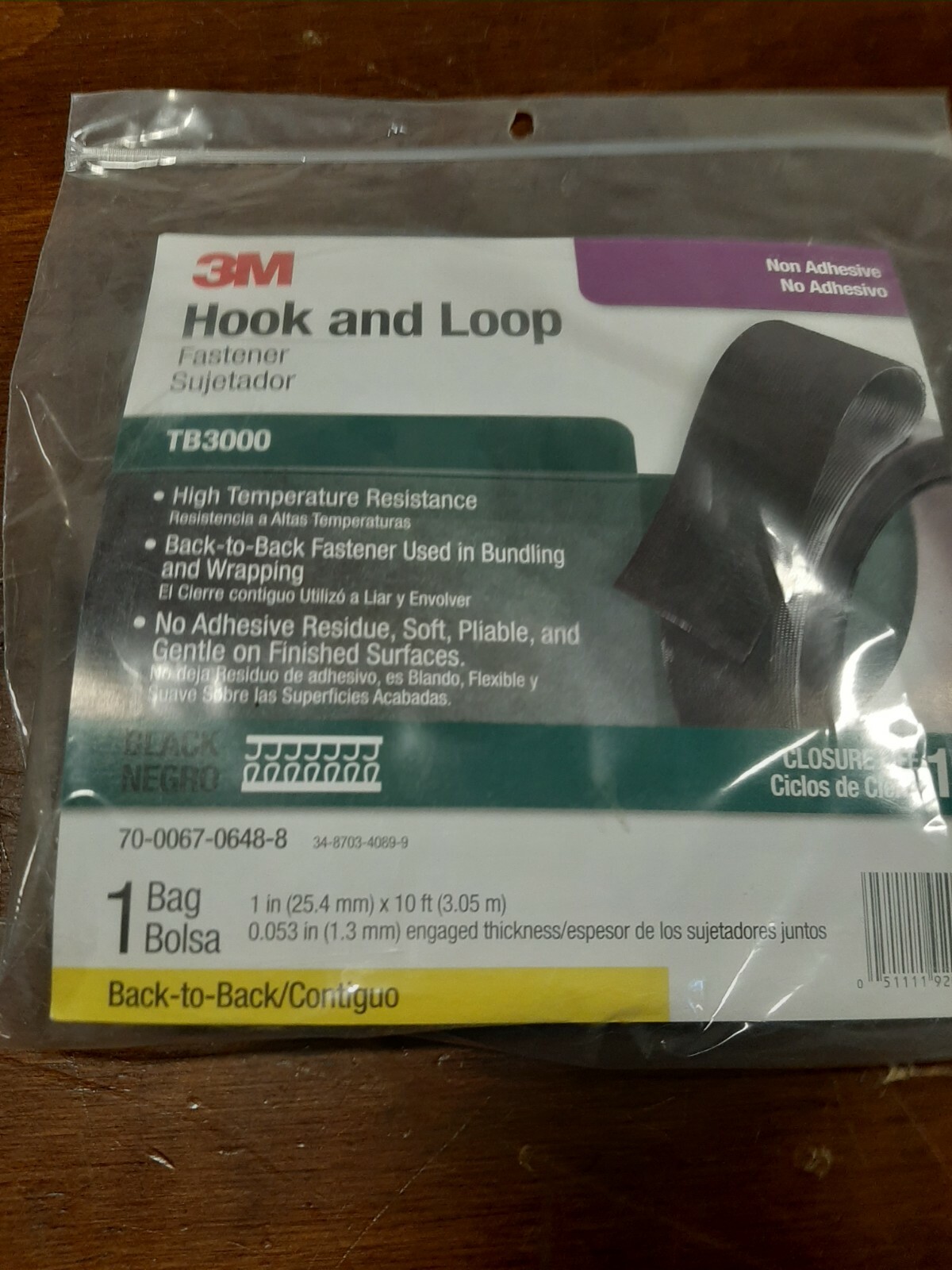 3M TB3000 Hook Loop Fastener 1″ x 10 foot roll