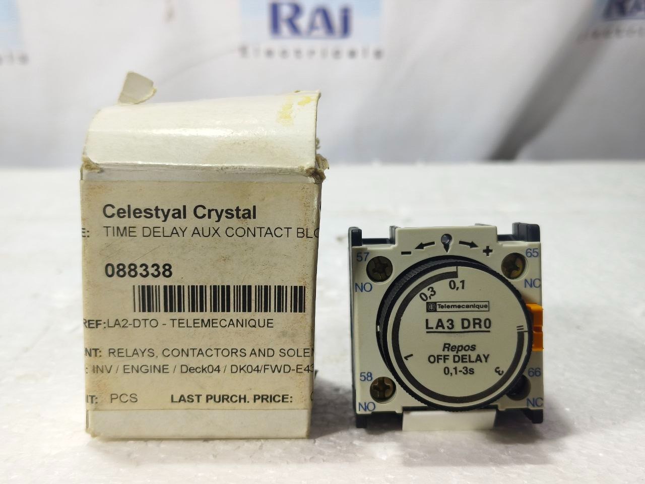 TELEMECANIQUE LA3 DR0 0.1-3 SEC TIME DELAY AUXILIARY CONTACT BLOCK 1NO+1NC