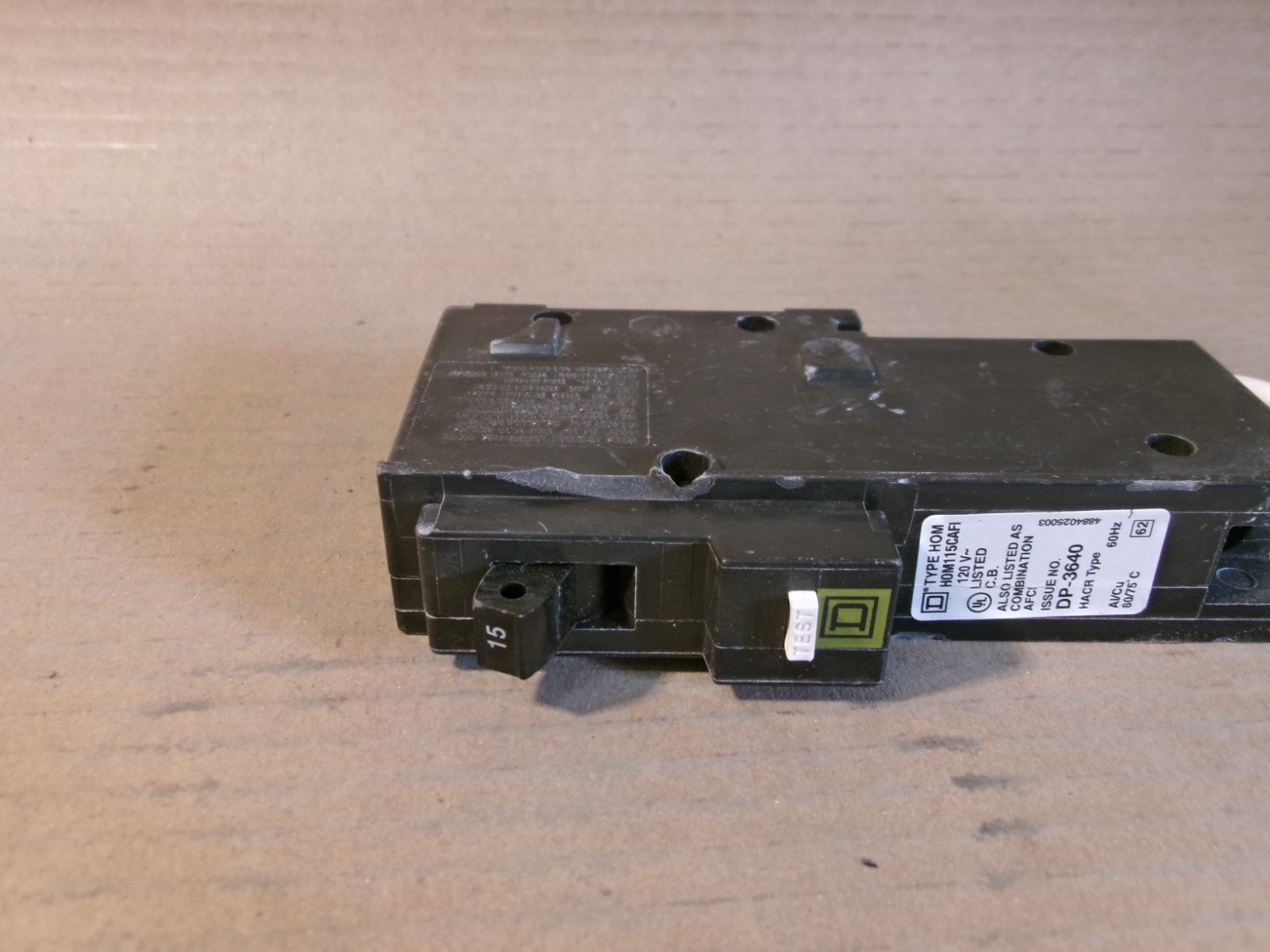 Square D HOM HOM115CAFI 1 Pole 15 Amp 120V AFCI Circuit Breaker FLAWED