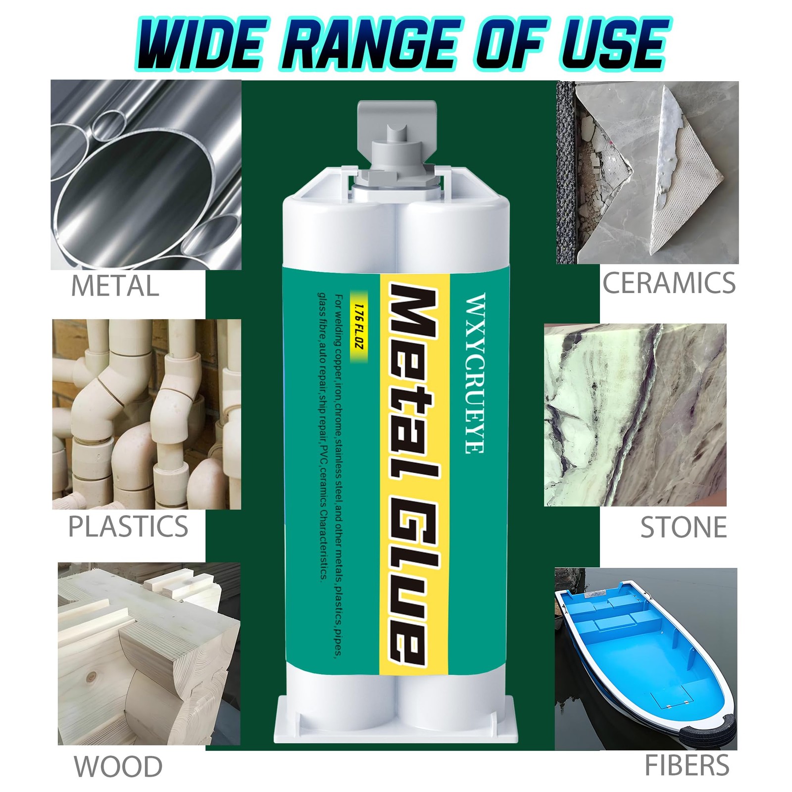 Metal Glue, Heavy Duty Waterproof Epoxy Adhesive for Metal Repair, Welding High