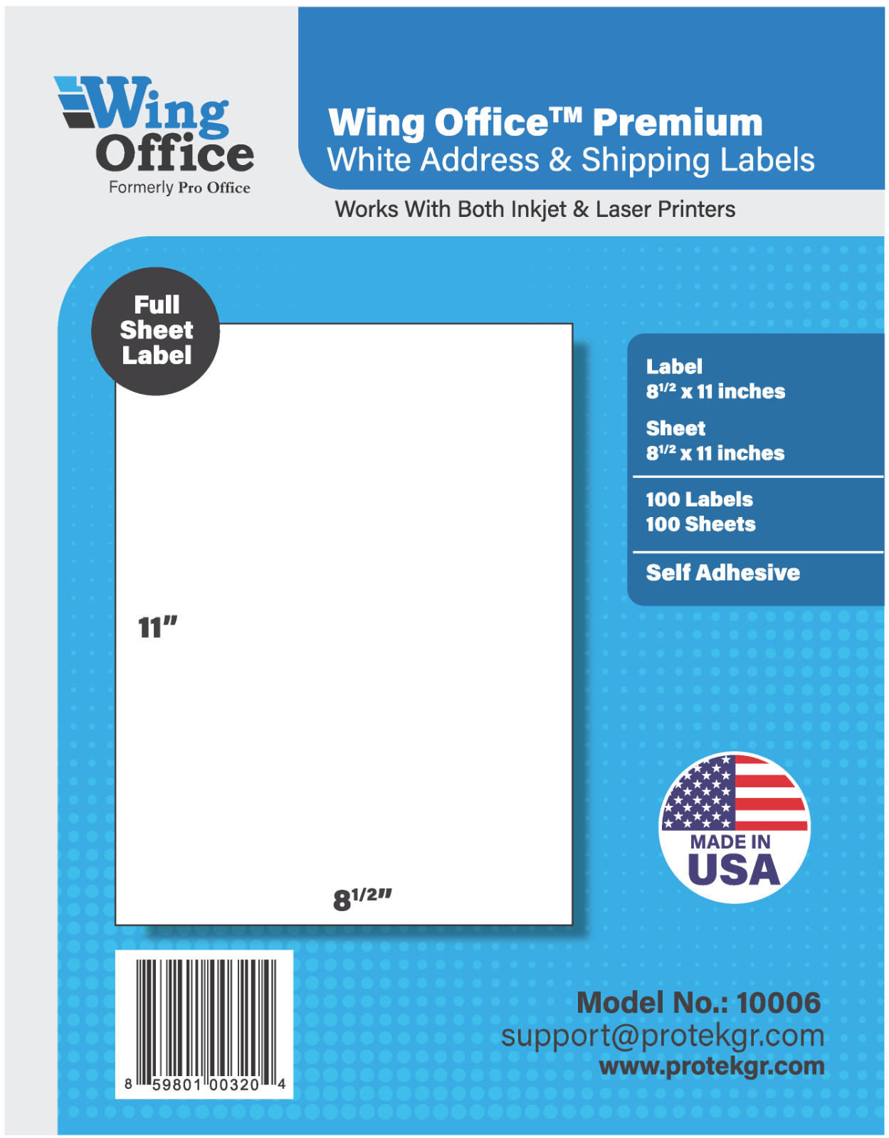 Premium Full Sheet Shipping Labels Made in USA Self Adhesive 8.5″ x 11″ 5165