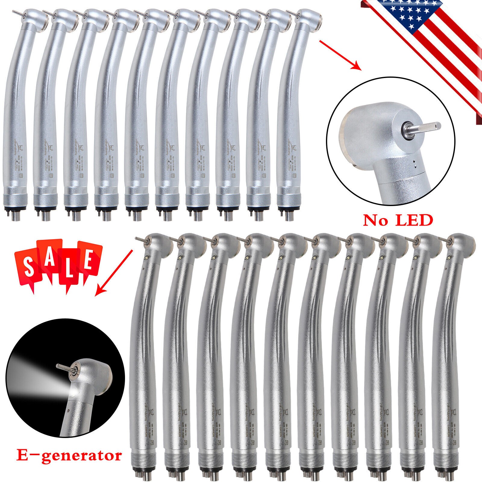 1-10 Yabangbang Dental LED E-generator / High Speed Handpiece 4/2 Hole NSK Style