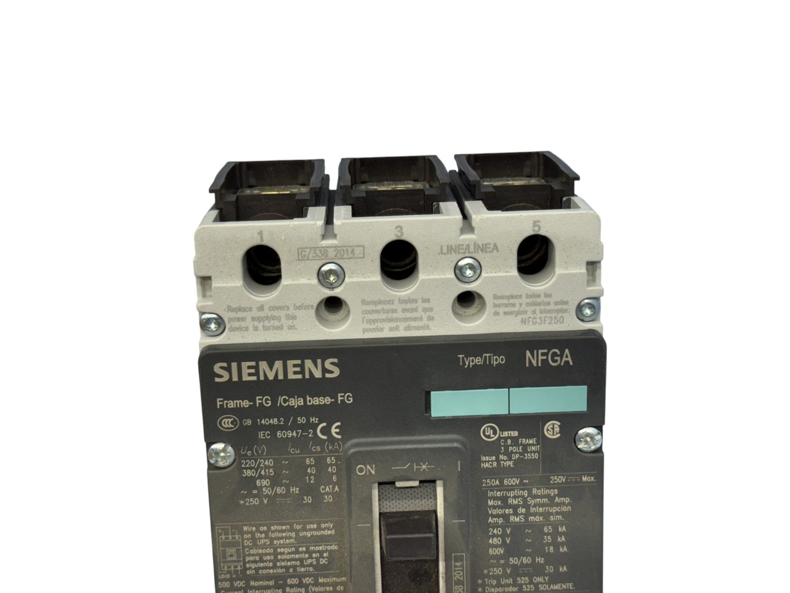 SIEMENS NFG3F250 CFT3T250 TRIP UNIT 250A 3-PHASE 3-POLE 600V 35KA BOLT-ON NEW
