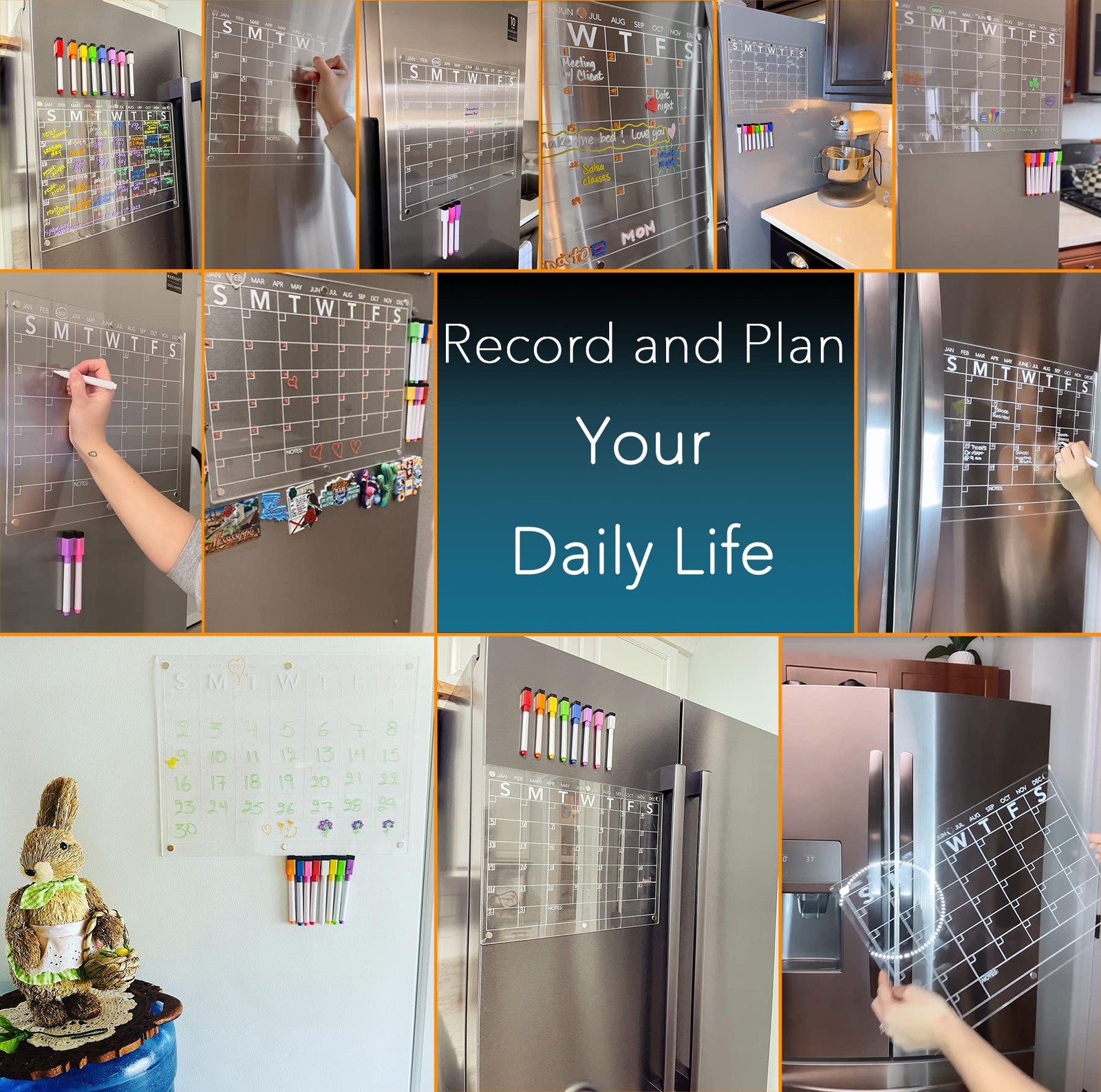 Neatsure Acrylic Magnetic Dry Erase Board Calendar for Fridge, 15″x11″, Clear